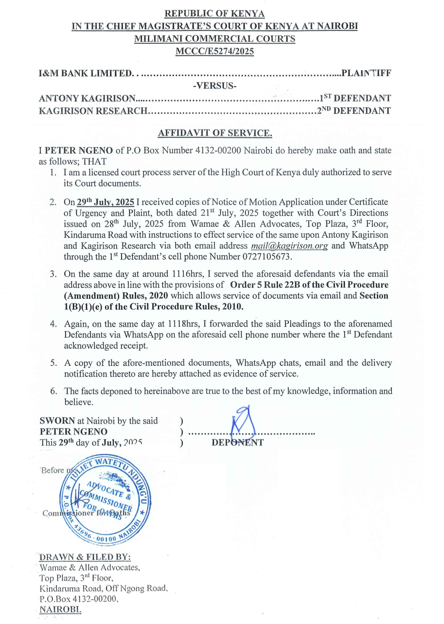 Kagirison Research | Interim Court Order
